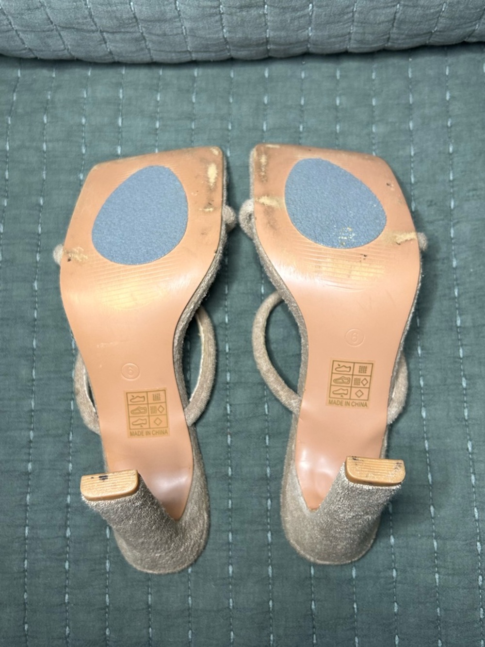 PrettyLittleThing Nude Strappy Heels Square Toe Slip On Sandals Bridesmaid Size6 - Picture 7 of 8